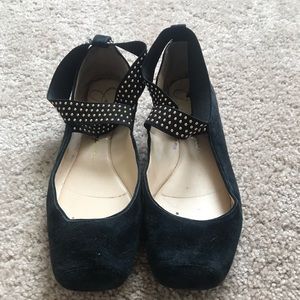 Black Ankle Strap Flats